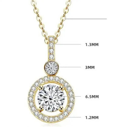 925 Sterling Silver Double Circle Halo Two Stone Drop Pendant Necklace Round Cut D VVS1 Multi Color Moissanite Fine Jewelry