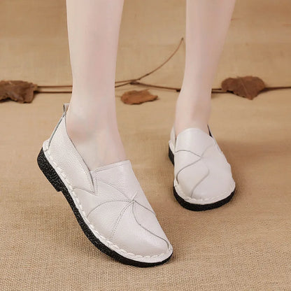 WOIZGIC Women's Ladies Female Woman Mother Shoes Flats Genuine Leather Loafers Moccasins Mixed Colorful Non Slip On Plus Size 42