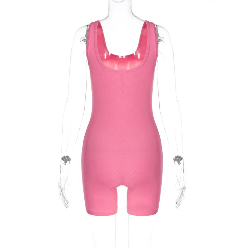 Dulzura Women Sleeveless Bodycon Streetwear Romper Playsuit Short Jumpsuit 2024 Autumn Clothes Wholesale Items For Business