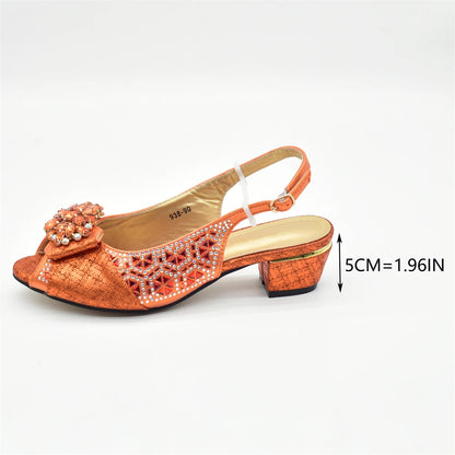 Matching Nigerian Party Shoes and Bags for Ladies Elegant Heeled Shoes for Women Rhinestone Design Italian Shoe and Bag Set