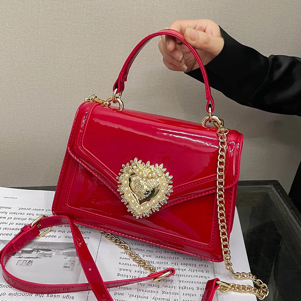 Light Luxury Burgundy Handbags for Women Trendy Versatile Buckle Flip Shoulder Bags Female Casual Commuting Chain Crossbody Bag