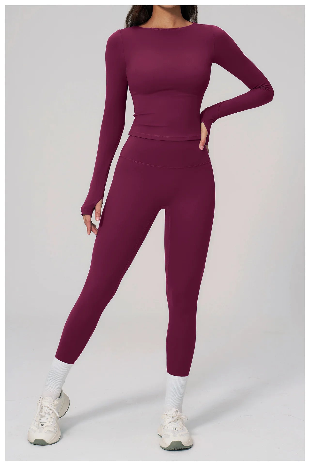 Yoga Set 2PCS Women Tracksuit Sportswear Workout Clothes Athletic Wear Gym Clothing Legging Fitness Top Long Sleeve Sports Suits