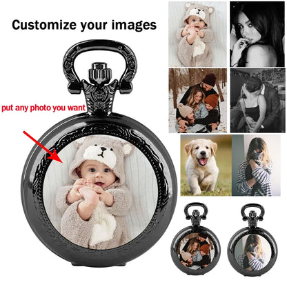 Custom Picture Unique Creative Quartz Pocket Watches Necklace Accessory Chain Clock Kids Souvenir Best Gifts For Women Men