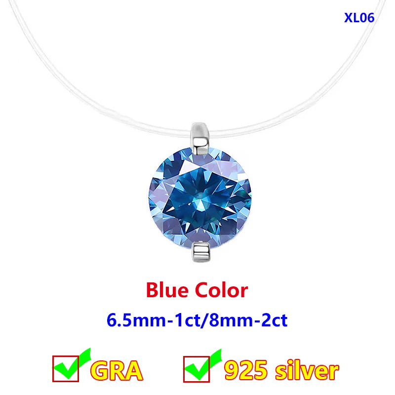 Moissanite Transparent Fishing Line for Women Mermaid Tears Necklace Creative Women's Moissanite Diamond Clavicle Chain