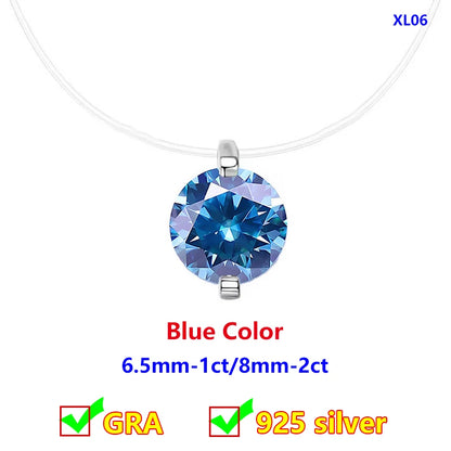 Moissanite Transparent Fishing Line for Women Mermaid Tears Necklace Creative Women's Moissanite Diamond Clavicle Chain