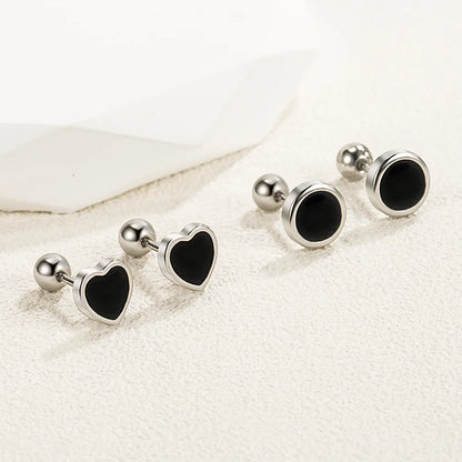 925 Sterling Silver Black Heart Star Round Stud Earrings for Women Engagement Luxury Quality Jewelry Wholesale Prevent Allergies