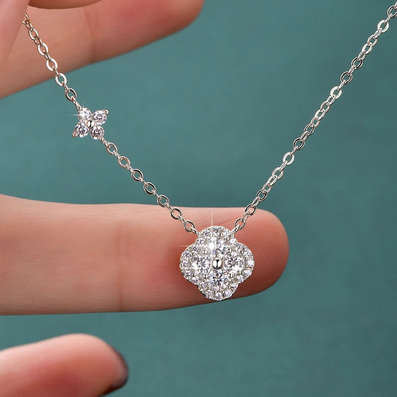 Rrjzz GRA Certified D-Color VVS1 Moissanite Pendant Necklace Lab Created Imitation Diamond for Women Charm Necklace Jewelry Gift