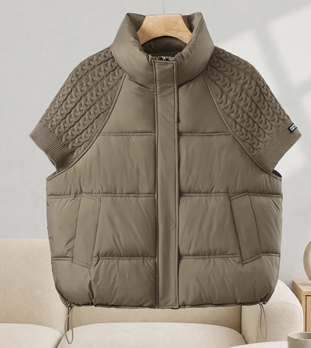 Women's Vest Autumn Winter Sleeveless Down Jacket Loose Casual Stand Collar Pocket Puffer Waistcoat Coat Female Trendy Outerwear