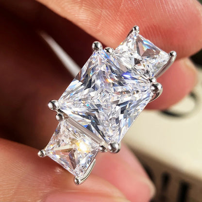 HORRIPAL New Princess Cut Moissanite Ring for Women High Quality S925 Sterling Silver GRA Wedding Engagement Shiny Fine Jewelry