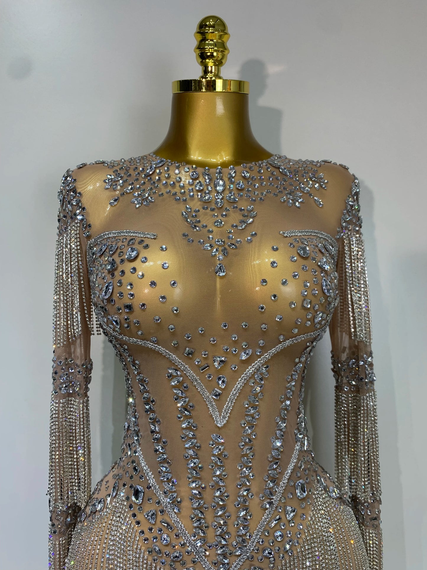Women Sexy Mesh See Through Performance Dance Nightclub Rompers Singer Stage Outfit Sparkly Rhinestone Bodysuit Birthday Wear