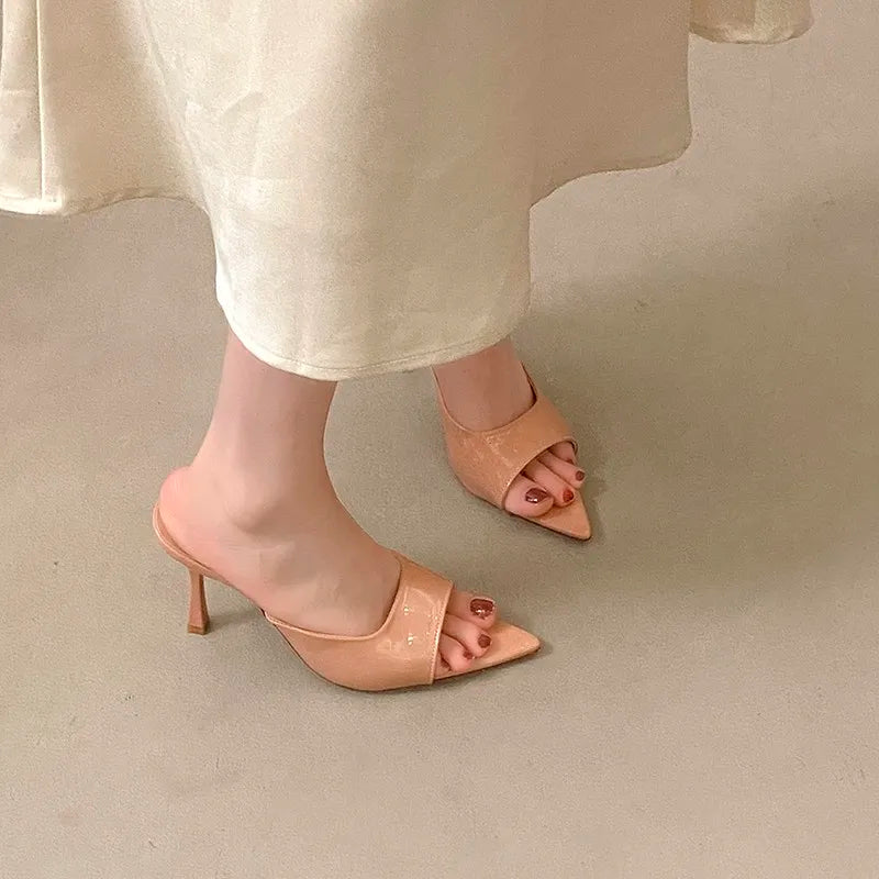 NEW Pointed Toe High Heels Sandals for Women Beautiful Korean Style Summer Shoes Rubber Sole Luxury Sensation