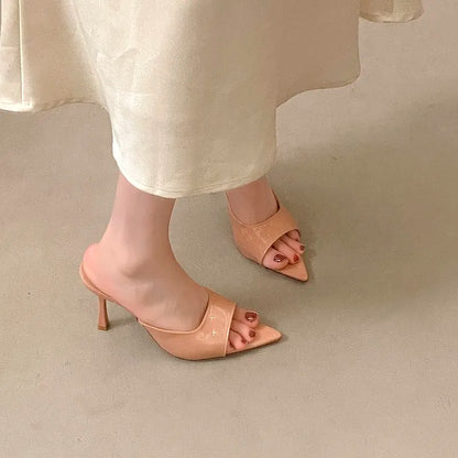NEW Pointed Toe High Heels Sandals for Women Beautiful Korean Style Summer Shoes Rubber Sole Luxury Sensation