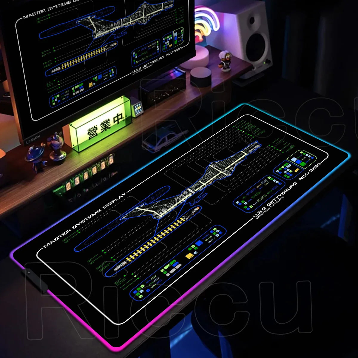 RGB Pc Gamer S-Star Treks Keyboard Expansion Mouse Pad LED Glowing Mat Rubber Backlight Gaming Computer Laptop Home Office Setup