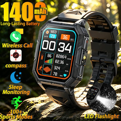 2026 newhigh-endoutdoorhikingadventuresmartwatch,1400mAh large battery,wirelesscommunication,voiceassistant,heartrate monitoring