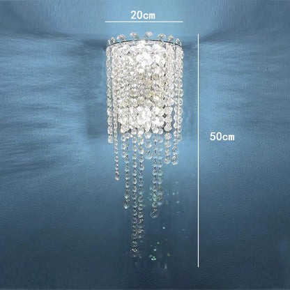 Champagne Crystal Waterfall Bead Modern Ceiling Lights LED Lamps Lighting Fixture for Living Room Lustres Home Decor Lampara