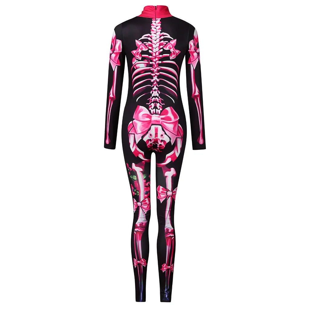 Halloween Scary Cosplay Skeleton Rose Sexy Women Devil Vampire Jumpsuit Party Carnival Scary Costume Baby Girl Day of The Dead