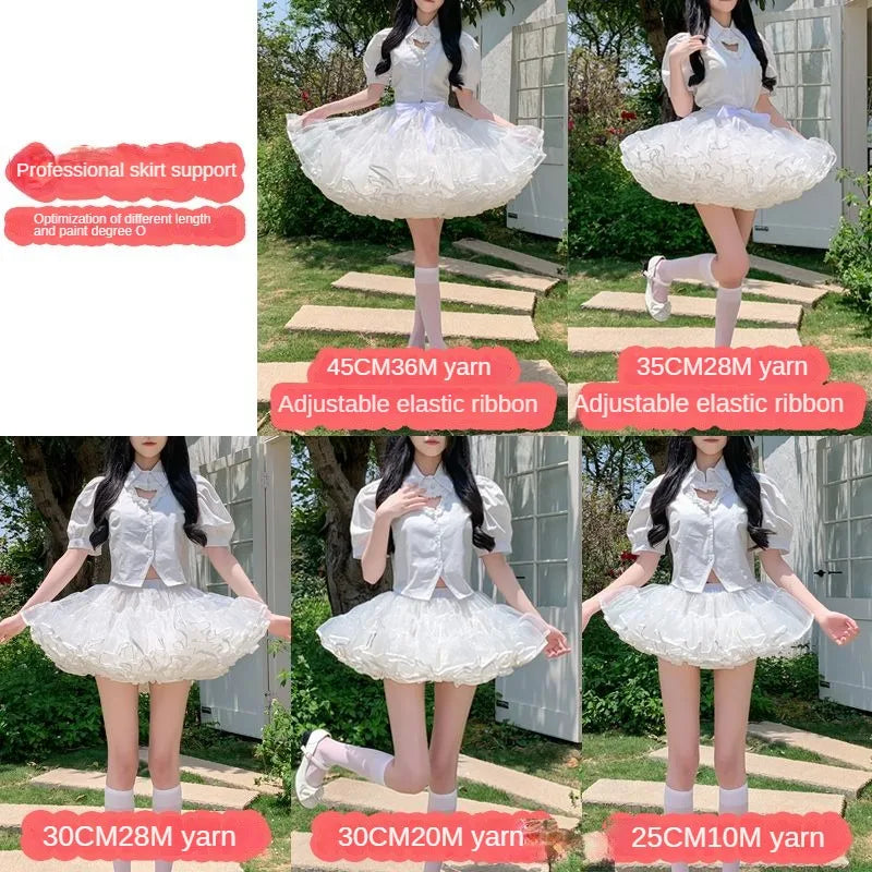 Multi-layer Ruffled Petticoats For Women Fluffy Bubble Skirt Crinoline Underskirt No Hoop Boneless Lolita Puffy Skirt Mini Skirt