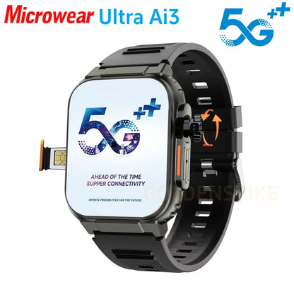Microwear Ultra Ai3 Smartwatch 5G 180° Rotating Camera Google Play GPS WIFI 2.29inch Amoled HD Display 4G Calling Smartwatch Men