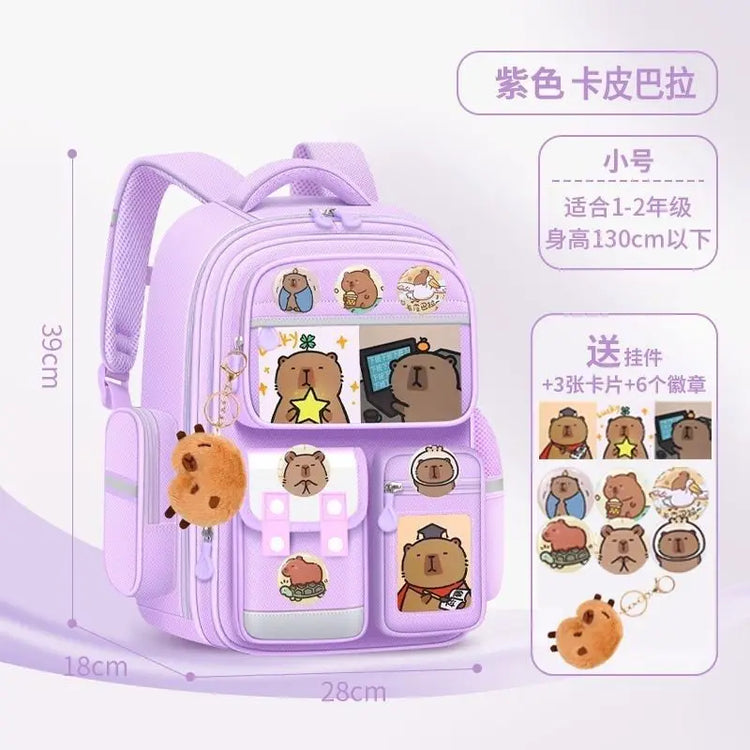 Capybara Children School Bags For Boys Girls Kids Alleviate Burden Protecting Spine Widen Straps School Backpack School Book Bag