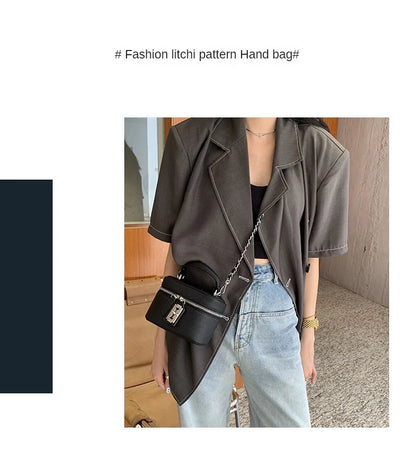 Women Square Handbags 2024 Summer Fashion Chains Crossbody Bags Texture PU Shoulder Bag Elegant Chic Mini Mobile Phone Bags