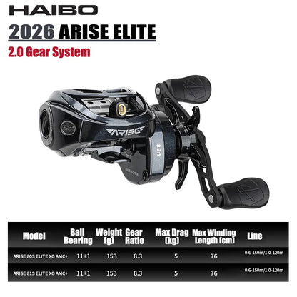 HAIBO 2026 ARISE ELITE Casting Reel 153g 7.2:1/8.3:1 STS AMC+ 2.0 Gear System LFC 4.3g Ultralight Spool Fishing Reel