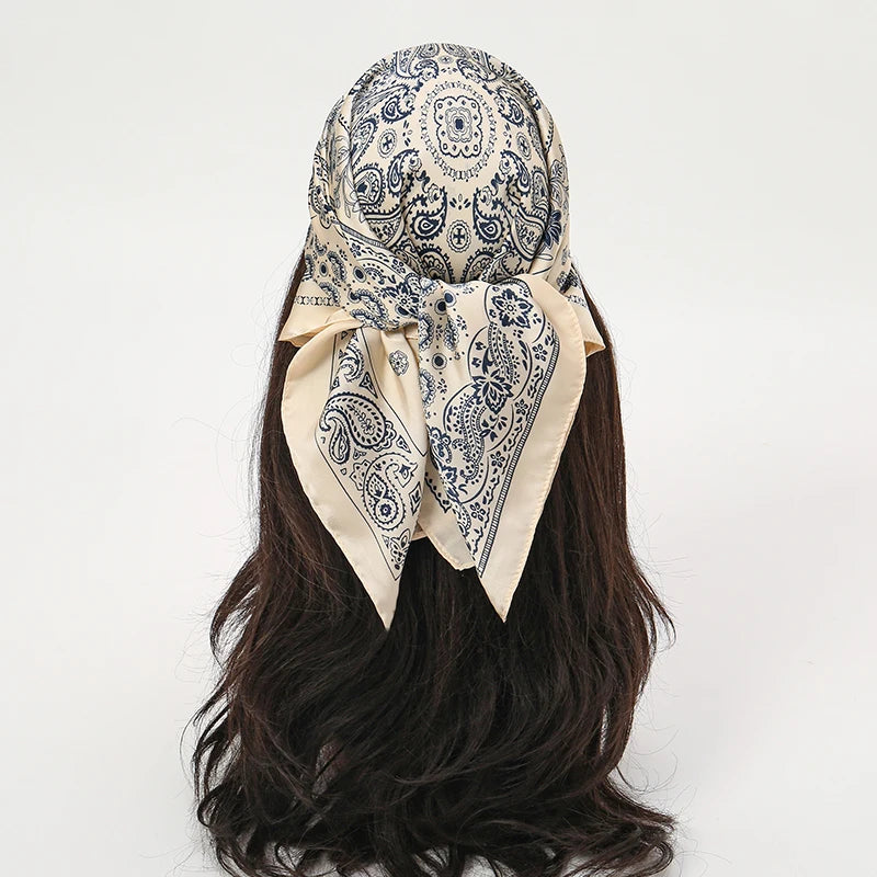 70Cm Square Paisley Printed Women Scarf Silk Satin Scarves Shawl Designer Headband Hijab Bandana Wrap Bufanda