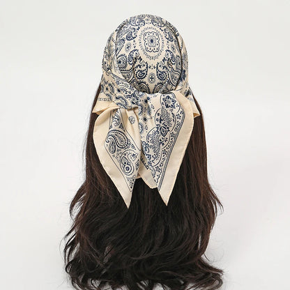 70Cm Square Paisley Printed Women Scarf Silk Satin Scarves Shawl Designer Headband Hijab Bandana Wrap Bufanda