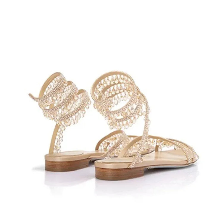2026Women's New Water Diamond Sandals Fashion Tassel Crystal Shoes Sexy Banquet Party Twin Stiletto Women's Large Sandals