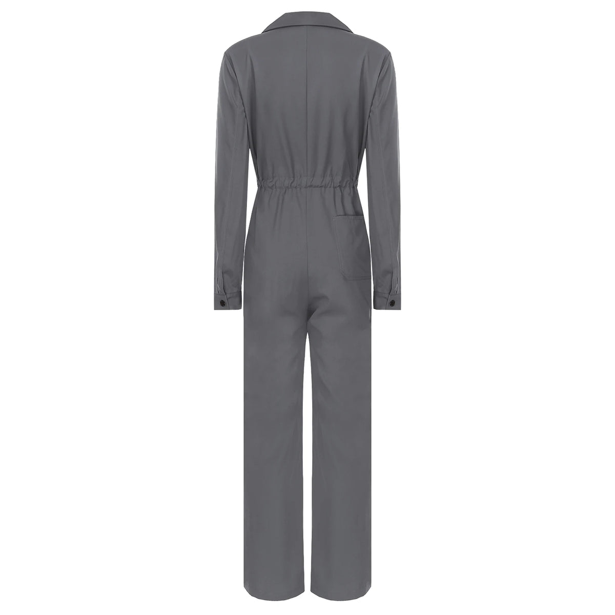 Womens Fashion Coverall Rompers Solid Color Turn-Down Collar Long Sleeve Button Jumpsuit Casual Work Travel Holiday Cargo Pants