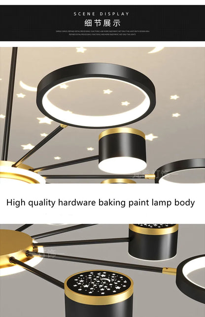 2025 New Chandeliers Romantic Starry Modern Ceiling Light Fixture 6 Lights White Creative Home Stepless Dimmable Ceiling Lamp
