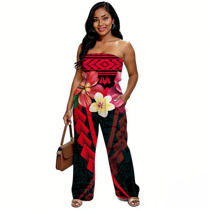Newly designed Polynesian-style casual loose-shoulder women's one-piece pants with ethnic style - Samoan wide-leg pants