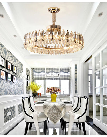 Clear Crystal Ceiling Chandeliers New LED Lights Luxury Rectangle Hanging Lamp Modern Home Decor Lustres for Dining Room Table