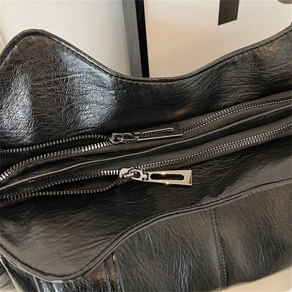 New Large Capacity Soft Leather Women's Handbag Fashion Trend Designer Women Shoulder Bag Simple Retro Female Travel Bags Sac