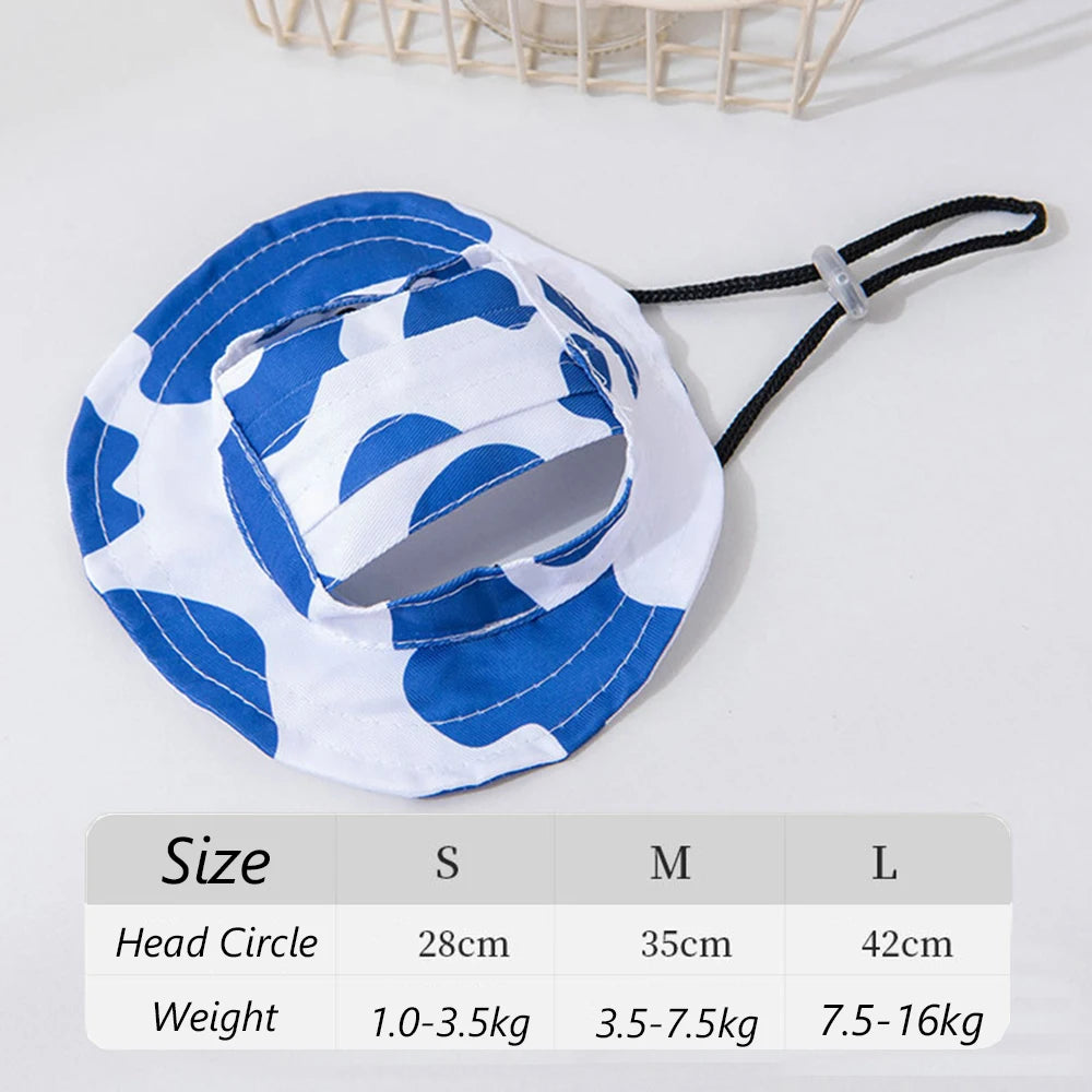 Summer Cat Dog Sunscreen Hat with Printed Checkered Pet Fisherman Hat Suitable for Cats Small Medium-sized Dogs Outdoor Supplies