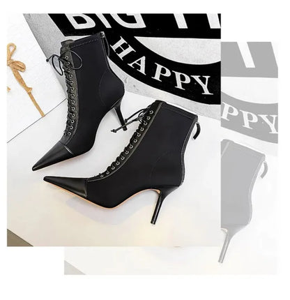 Women's Ankle Boots Sexy Pointed Tip High Heels for Woman Fashion Self Cultivation High Heeled Boots Designer Shoes Botas Mujer