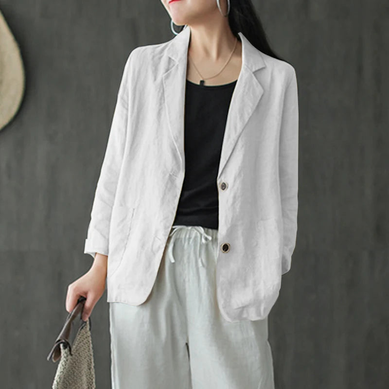 Elegant Solid Blazer Women Autumn Overcoats ZANZEA 2023 Casual Long Sleeve Single Button Coats Female Lapel Outwears Oversized