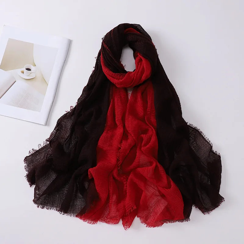 180*90cm Gradient Cotton Linen Women Muslim Hijab Scarf Woman Islamic Arab Shawl Wrap Head Scarves Ready To Wear Headscarf