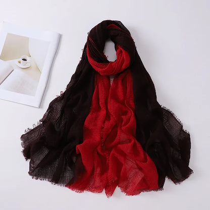 180*90cm Gradient Cotton Linen Women Muslim Hijab Scarf Woman Islamic Arab Shawl Wrap Head Scarves Ready To Wear Headscarf