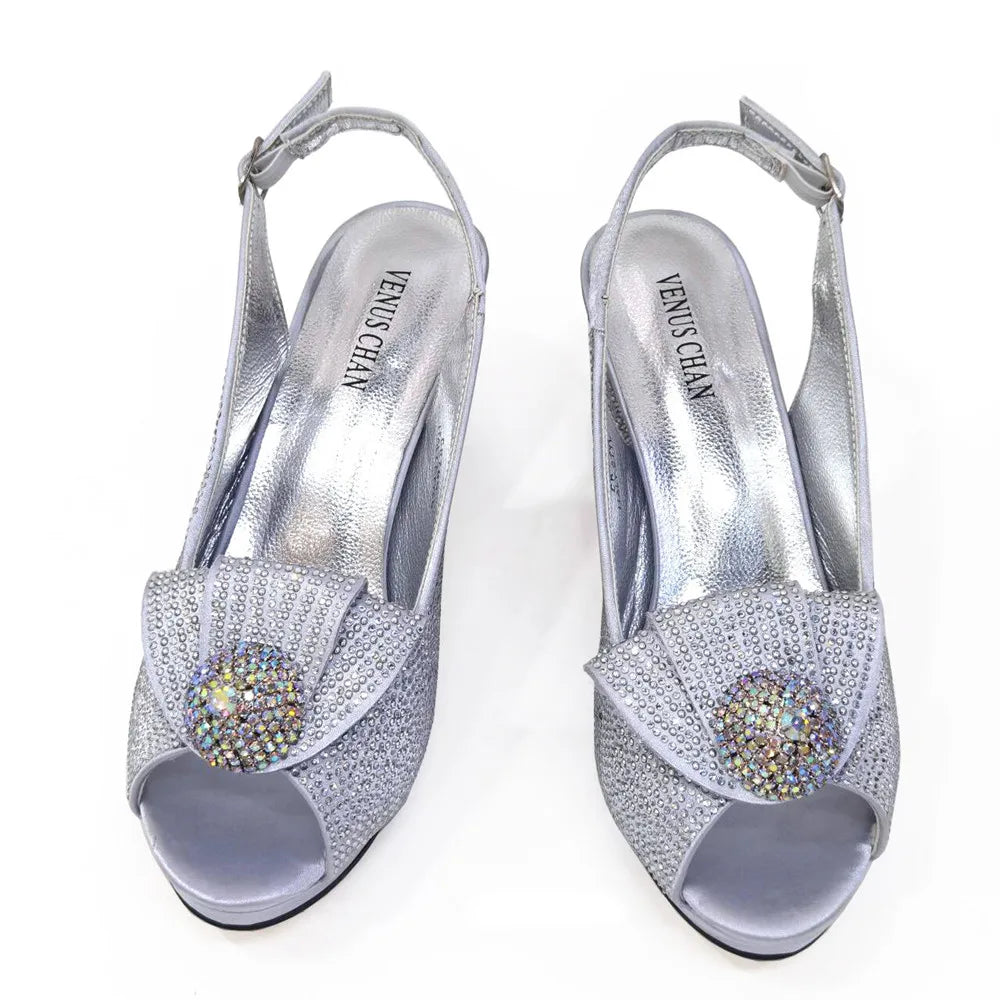 2026 Elegant Italian Pointed Toe Women Rhinestone Hot Pink Shoes & Bag Set For Wedding Party Bridal Evening Formal Events