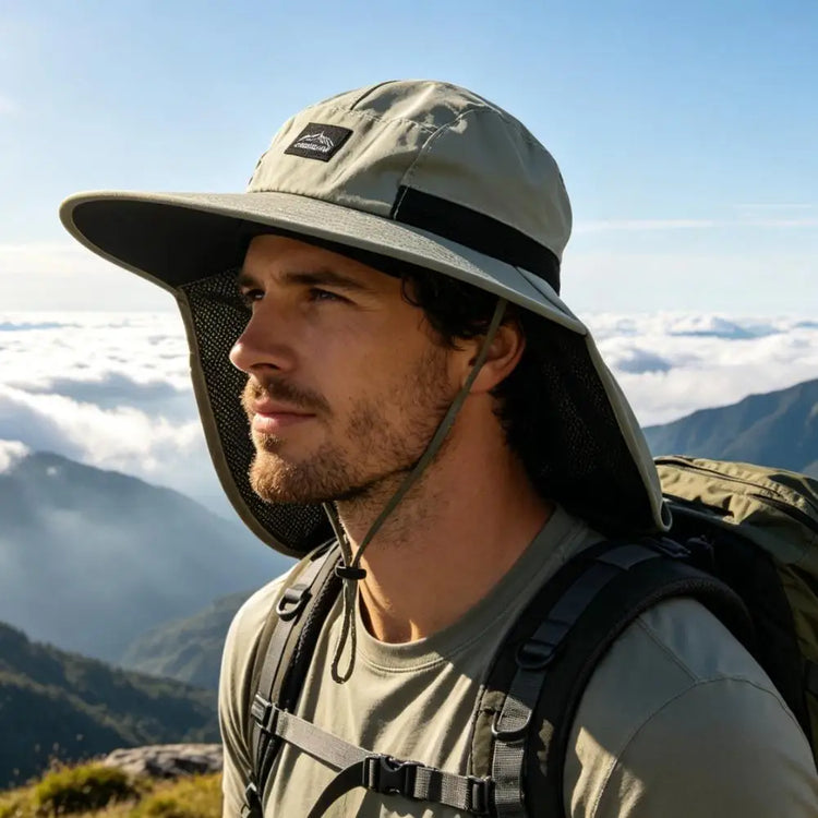 Summer UV Protection Sun Hats Outdoor Hunting Fishing Cap For Men Women Hiking Camping Visor Bucket Hat Neck Flap Fisherman Hat