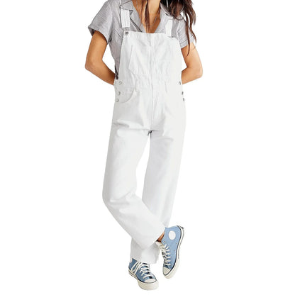 Denim Overalls Jumpsuit Rompers Women Blue Belted Hole Hollow Out E-girl Casual Work Pants Hot Y2k Jeans Long Pants Streetwear