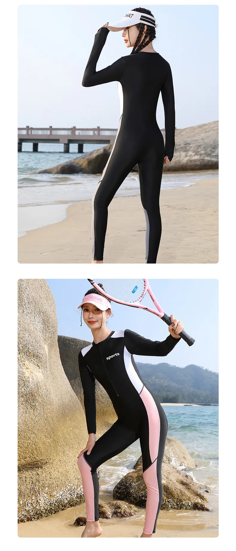 Women One Piece Long Sleeve WaterProof Outdoor Sports Beach Push Up SwimWear Female Full Body Quick-Dry Bathing Rash Guard
