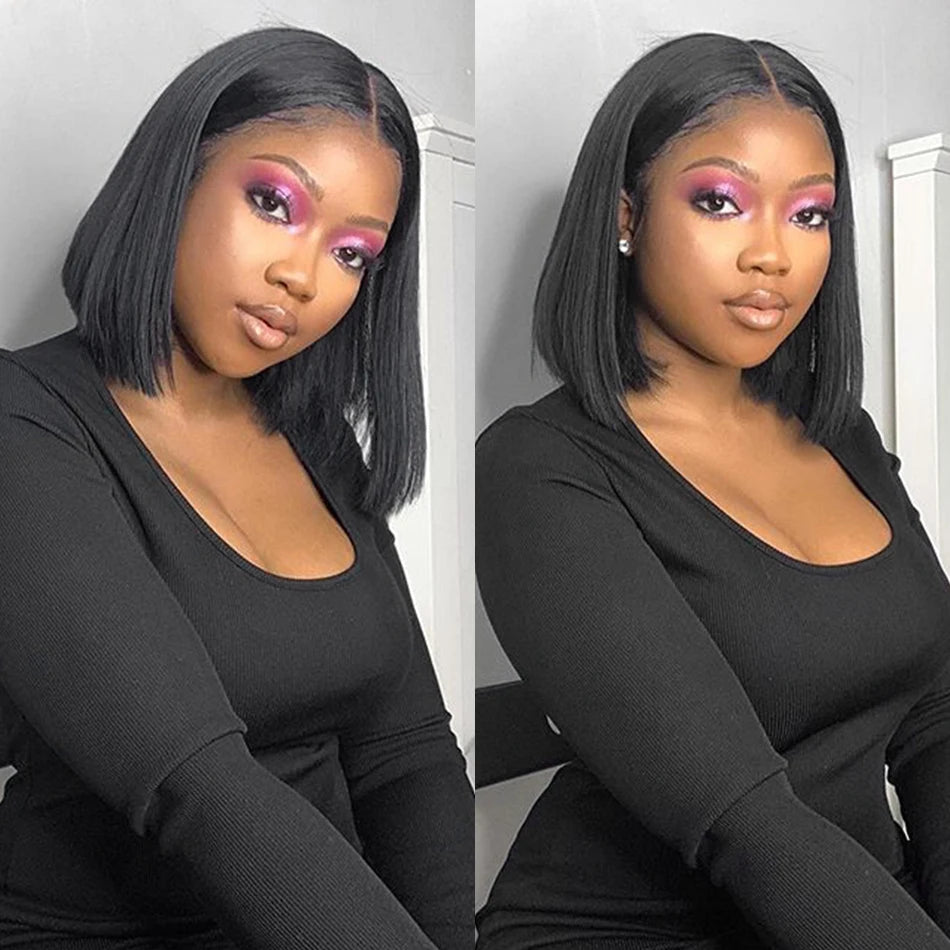 Straight Bob Wig Short 100% Human Hair Lace Frontal Wigs 13x4 Lace Front Wig 4x4 Lace Closure Wig Pre Plucked Bob Lace Wigs