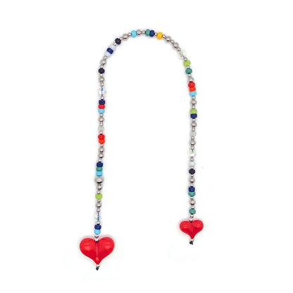 HERLOOK Y2K Bohemian Bag Charm for Women Red Heart Colorful Beads Chakra Energy Healing Pendant Fashion Jewelry Gift Accessory