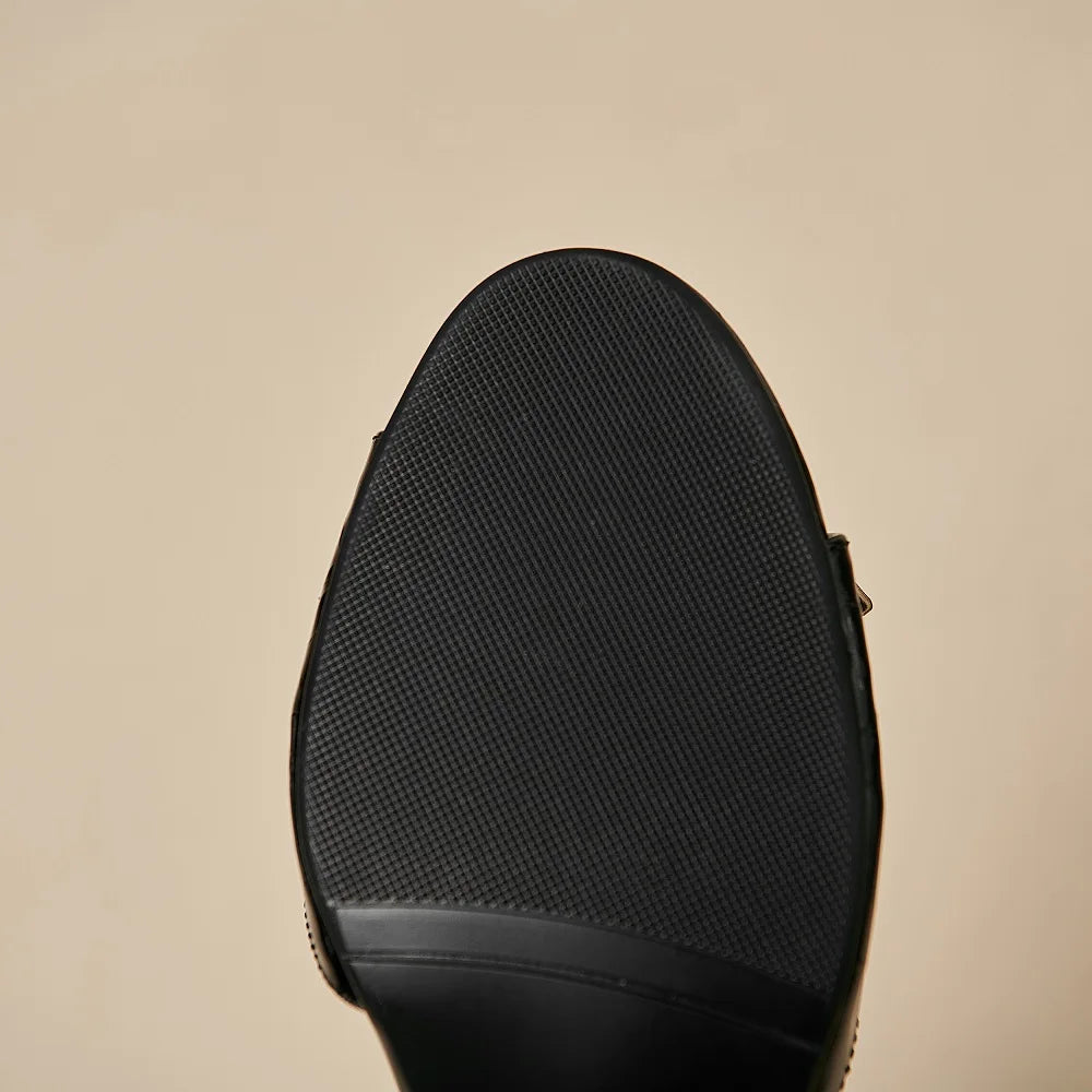 【JOCHEBED HI】Brand Genuibe Lesther Handmade Sandals Women Unique Strange Heel Luxury Slingbacks Summer Mules 34-40