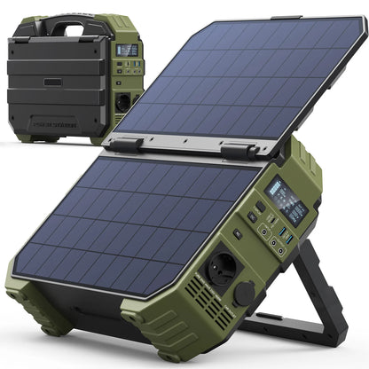 Portable Power Station With Solar Panel 1024Wh 1600W LiFePO4 Battery For Home Backup Outdoors Camping RV Solar Generator