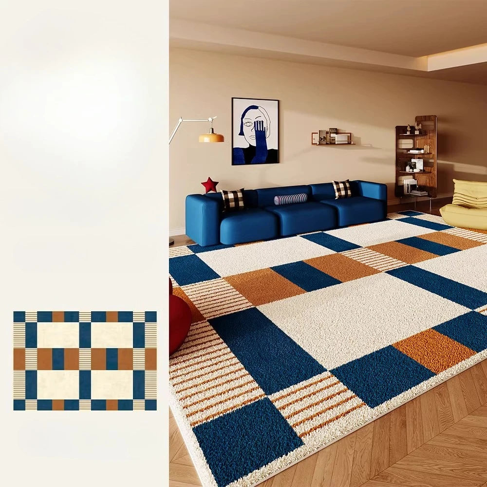 Retro Style Rugs for Bedroom Large Area Living Room Decoration Anti-slip Carpet Thick Plush Floor Mat Fluffy Soft Cloakroom Rug