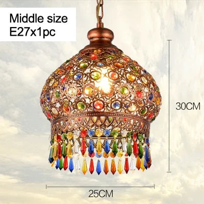 design lamp pendant lighting crystal Bohemia Retro droplight Iron handmade pendant lights for restaurants hanging lights bedroom