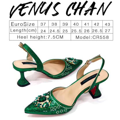 Venus Chan Italian Shoes and Bags Matching Set 2024 Nigerian Heel Party for Women Orange Colour Italian Design Wedding INS 2024