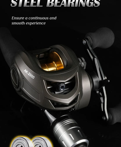 Rooblinos AK Series,7.2:1 Gear Ratio,2+1 Ball Bearing,18LB Max Drag,Baitcasting Reel,For Freshwater Saltwater